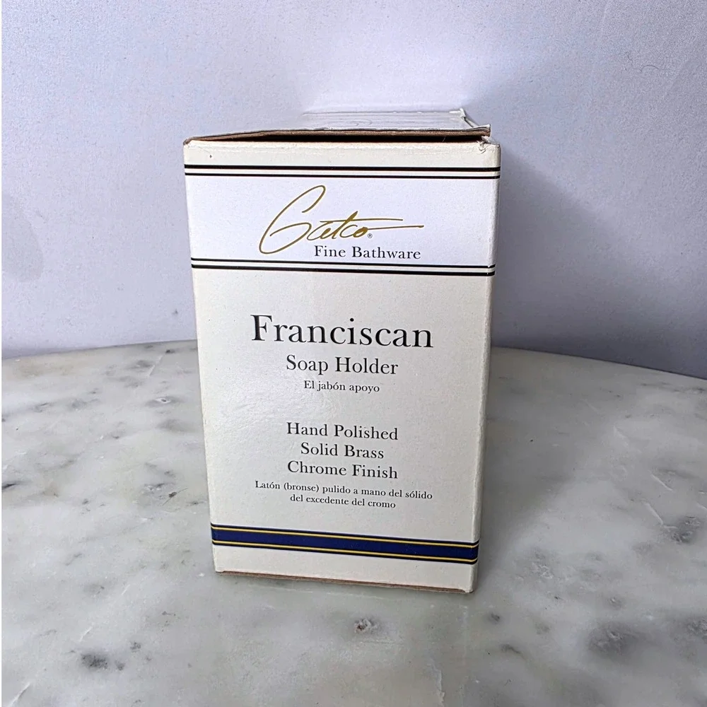 Gatco Franciscan Soap Holder Chrome White Ceramic Wall Mount 2066 NEW Deadstock